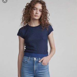 Brand new Rag&Bone Cora Blue Metallic knit top